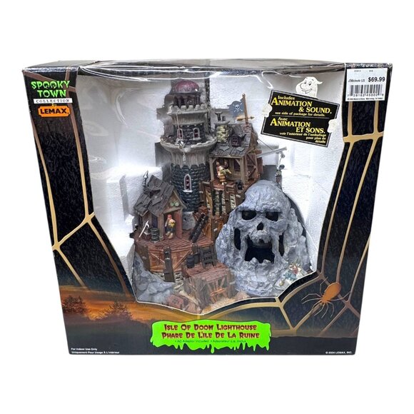 Lemax Spooky Town Isle Of Doom Lighthouse Animated & Sound Halloween Decor READ - Picture 1 of 15